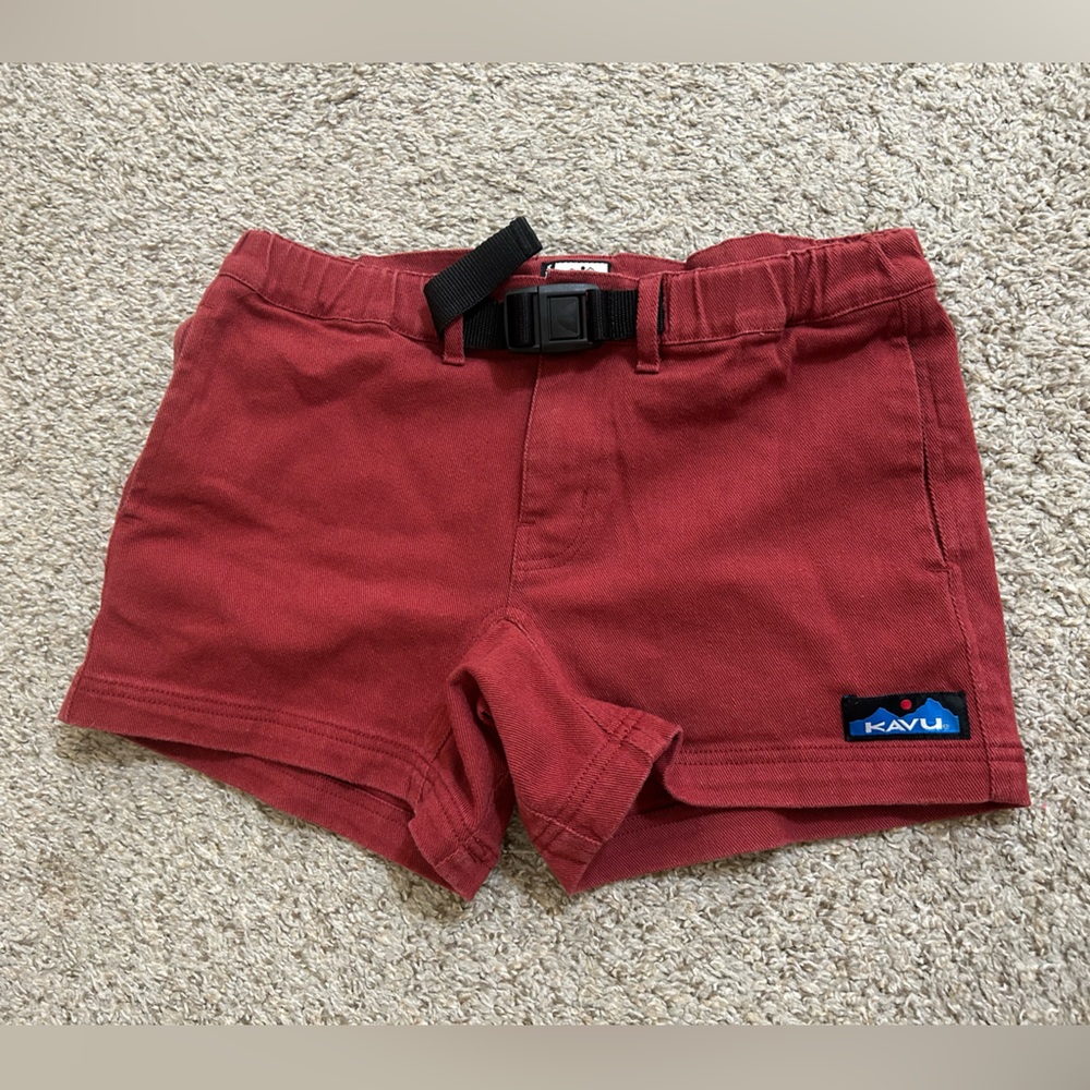 Kavu Women's Patcho Shorts Rust Red Cotton Built-In Webbing Belt Size XS Hiking